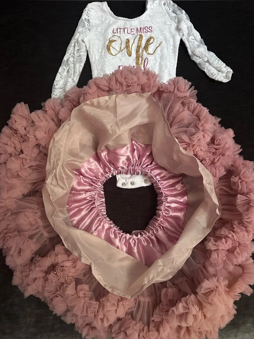 Little Miss One-derful 1st Birthday Lace Bodysuit Tutu Outfit